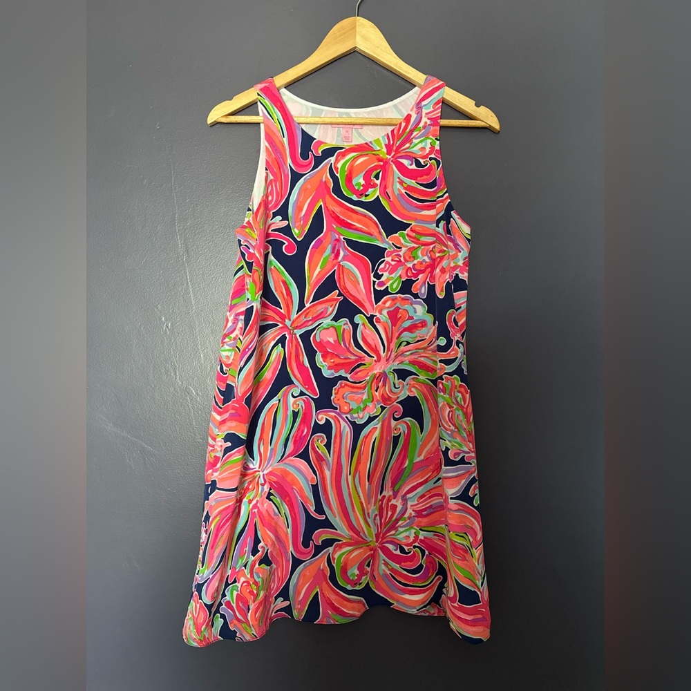 LILLY PULITZER 100% Silk Sleeveless Printed Jackie Mini Dress EUC Size XSmall